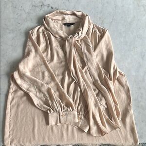 Elegant Cream Blouse with Scarf Detail